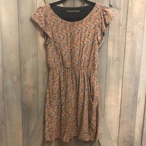 ZARA Cute Printed Flutter-sleeve Dress